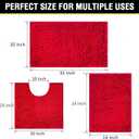 BOANKODU Bathroom Rugs Chenille 3-Piece Extra Soft and Absorbent Shag Bathroom Rugs, Machine Wash Mat, Strong PVC Non-Slip Underside, Plush Carpet Mats (Red)