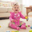 Newborn Baby Girl My 1st Easter Outfit Bunny Romper Bloomers Tutu Skirt Socks Headband Set First Easter Outfit (Pink, 6-9M)