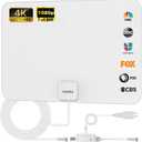 TV Antenna Indoor, Digital Amplified Indoor HDTV Antenna, 1080p VHF UHF Television Local Channels Detachable Signal Amplifier and 16.5ft Long Coax Cable (White)