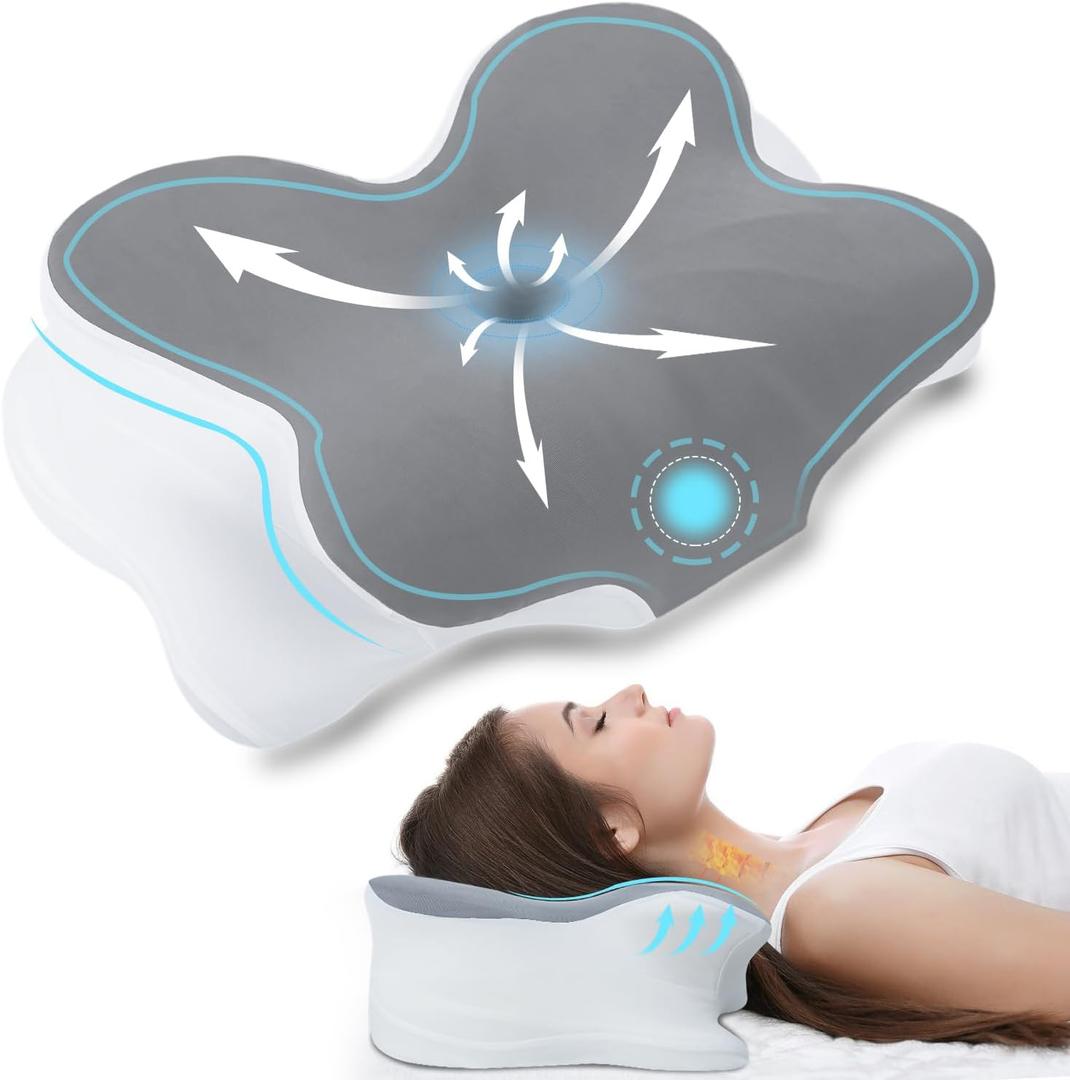 Cervical Neck Pillow,Cervical Pillow for Neck and Shoulder Pain Relief Ergonomic Pillow Cozy Sleeping with Breathable Pillowcase, Orthopedic Contour Neck Pillow for Side Back Stomach Sleeper (Dark Grey)