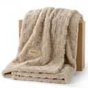 Bedsure Waffle Couch Throw Blanket - GentleSoft Fleece Cozy Blanket for Sofa Bed Room Decor, Super Fluffy Checkered Throw for Women Girls, Warm Cute All Season Gift, Tan, 50x60 Inches