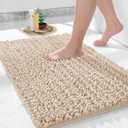 Yimobra Bathroom Rug Mat, 24'' x 17'', Luxury Chenille Shaggy Bath Rugs, Extra Soft & Thick, Absorbent Water, Non-Slip, Machine Washable, Bath Mats for Bath Floor,Tub and Shower, Beige