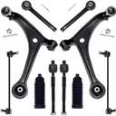 KEYOOG 10Pcs Front Lower Control Arm Kit w/Ball Joint Fit For 2005-2008 2009 2010 Ho-nda Odyssey, Outer Inner Tie Rod End, Sway Bar Link, Boots (OE# K620505 K620504 K750304 EV800226 ES800224)