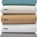 Tex Trend 100% Cotton Blanket  Soft and Breathable Twin XL Ivory Waffle Blanket  All Season Comfort  Suitable for Bed Layering, Sofa, Couch - Ivory (60x90)