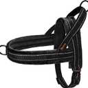 Didog Soft Flannel Padded Dog Vest Harness, No Pull/Quick Fit Reflective Dog Strap Harness, Easy for Training Walking (L:Chest 26-32", Black)