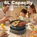Dezin Hot Pot Electric with Divider, 6L Double-Flavor Shabu Shabu Pot, Dual Sided Removable Non-Stick Hotpot Pot Electric, 3" Depth Chinese Hot Pot with Multi-Power Control, 2 Silicone Ladles Included