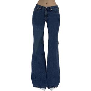 SOLY HUX Women's Low Rise Flare Leg Stretchy Denim Pants Y2k Going Out Bell Bottom Jeans (Blue, M)