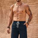 Men's Casual Cotton Shorts Drawstring 8 Inch Summer Vacation Shorts with Pockets (S-XXL) (M)