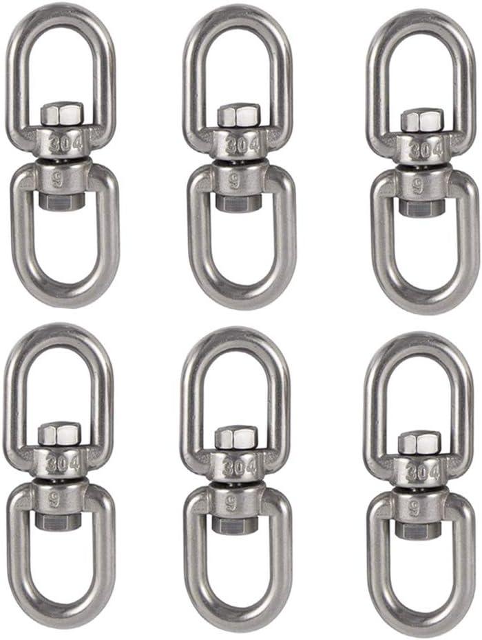 Lependor Stainless Steel 304 Double Ended Swivel Eye Hook, Eye to Eye Swivel Shackle Ring Connector Hardware Double Ended Swivel Hook (6 Pcs M6 (1/4"))