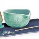 Turquoise Matcha Whisk Set: Ceramic Matcha Kit with Bamboo Chasen & Bowl - Frothy Tea Ceremony, Romantic Morning Ritual - Valentine's Gift for Beginners & Experts