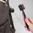 2 x Pack of 2 Golf Club Brush Groove Cleaner with 2 Ft Retractable Zip-line and Aluminum Carabiner Lightweight and Stylish, Must-Have Golf Tool for Cleaning Dirty Clubs Groove (Blue + Black)