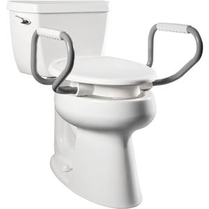 Bemis Assurance 3" Raised Toilet Seat with Handles, Made in USA, Clean Shield Guard, Secure Hinges, Elongated, White (Elongated)