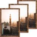11x17 Picture Frames Wood Rustic Wall Hanging,Smooth Molding & Acrylic Cover,Brown,3 Pack