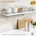 Forbena Floating Shelves for Wall 24 Inches Long, Modern White Wall Shelving Unit for Bedroom, Wood Hanging Shelf for Kitchen Bathroom Living Room Office Organizers and Storage (White and Grey)