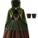 ReliBeauty Archer Costume Girls Huntress Costume for Girls with Cape,Green, 150/10-12T