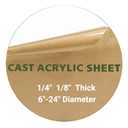1 Pieces 1/4" Round Plexiglass Sheet, 15 Inch Diameter Clear Acrylic Circle, Round Cake Disk Acrylic Sheet, Plexiglass Table Top, Acrylic Backdrop