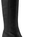 Coutgo Womens Knee High Boots Low Chunky Heel Round Toe Tall Boots Side Zipper Fall Dress Shoes