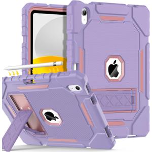 Grifobes for iPad A16 Case 11th Generation 11 inch 2025 / iPad 10th Generation Case 10.9 inch 2022, Heavy Duty Military Grade Shockproof Cover with Pencil Holder for i Pad 11/10 Gen (Purple)