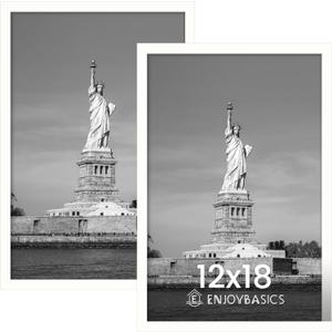 ENJOYBASICS 12x18 Picture Frame, Display for 12 x 18 Poster, Wall Gallery Photo Frames, White, 2 Pack