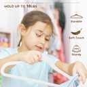 Smartor Kids Velvet Hangers 50 Pack, 14 Inch Premium Non Slip Kids Felt Hangers for Closet, Space Saving Toddler Clothes Hanger for Youth's Childrens' Clothes (Rose Gold Hook)- White