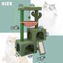 ROYPET Cactus Cat Tree Tower with Twin Cat Condos for Indoor Cats, All-in-One Activity Center with Cat Scratching Post Cozy Sleeping Perch Hammock Scratching Pad and Toy Balls,Green