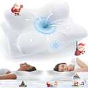 Cervical Neck Pillow for Pain Relief Sleeping, Neck Support Pillows for Sleeping with Cooling Pillowcase, Ergonomic Memory Foam Pillows, Contour Orthopedic Pillow for Side Back Stomach Sleeper (Frost White)
