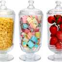 Candy Jars Set of 3,27oz Clear Apothecary Jars,Glass Storage Jars for DIY Projects,Wedding Favors,Shower Favors