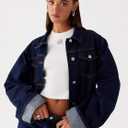 Sarwoldey Jean Jacket Women Dark Indigo Denim Jacket (US 4-6)