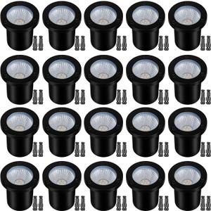 Low Voltage Landscape Lights Well Lights Landscape LED in Ground Light IP67 Waterproof Outdoor Landscape Lighting with Connectors for Pathway Garden Yard Fence Deck (Neutral White 4000K)