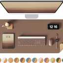 YSAGi Double-Sided Desk Pad, 35.4"x17"Leather Desk Mat, Eco Cork Desk Pad Protector,Large Mouse Pad,Waterproof Desk Blotter for Office/Home(Coffee)