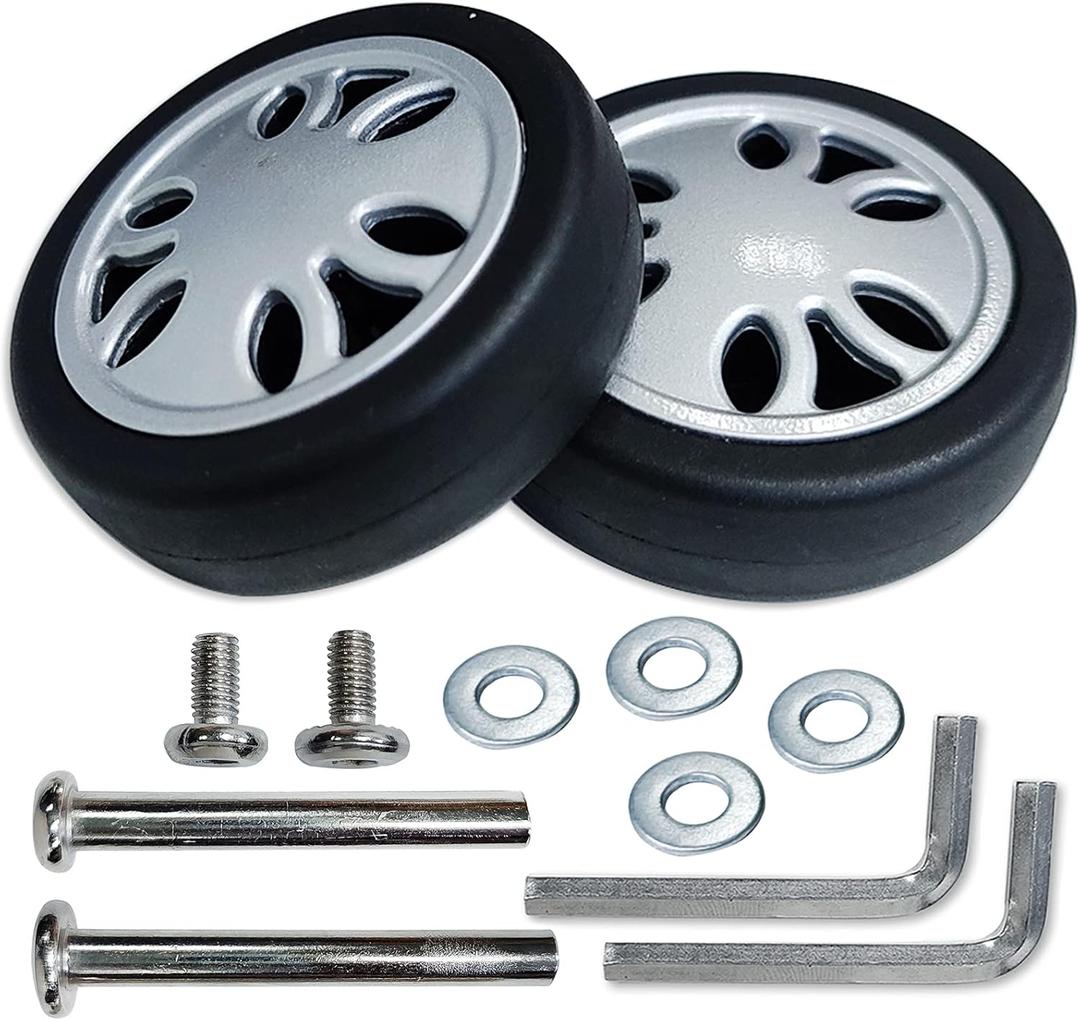 Replacement Luggage Suitcase Wheels OD 50mm Repair Kit Parts Axles Rubber Metal 360 Swivel Caster Wheels Bearings Tools Wear-Resistant Mute Flexible Set of (2) Wheels 50mm x 15mm x 6mm