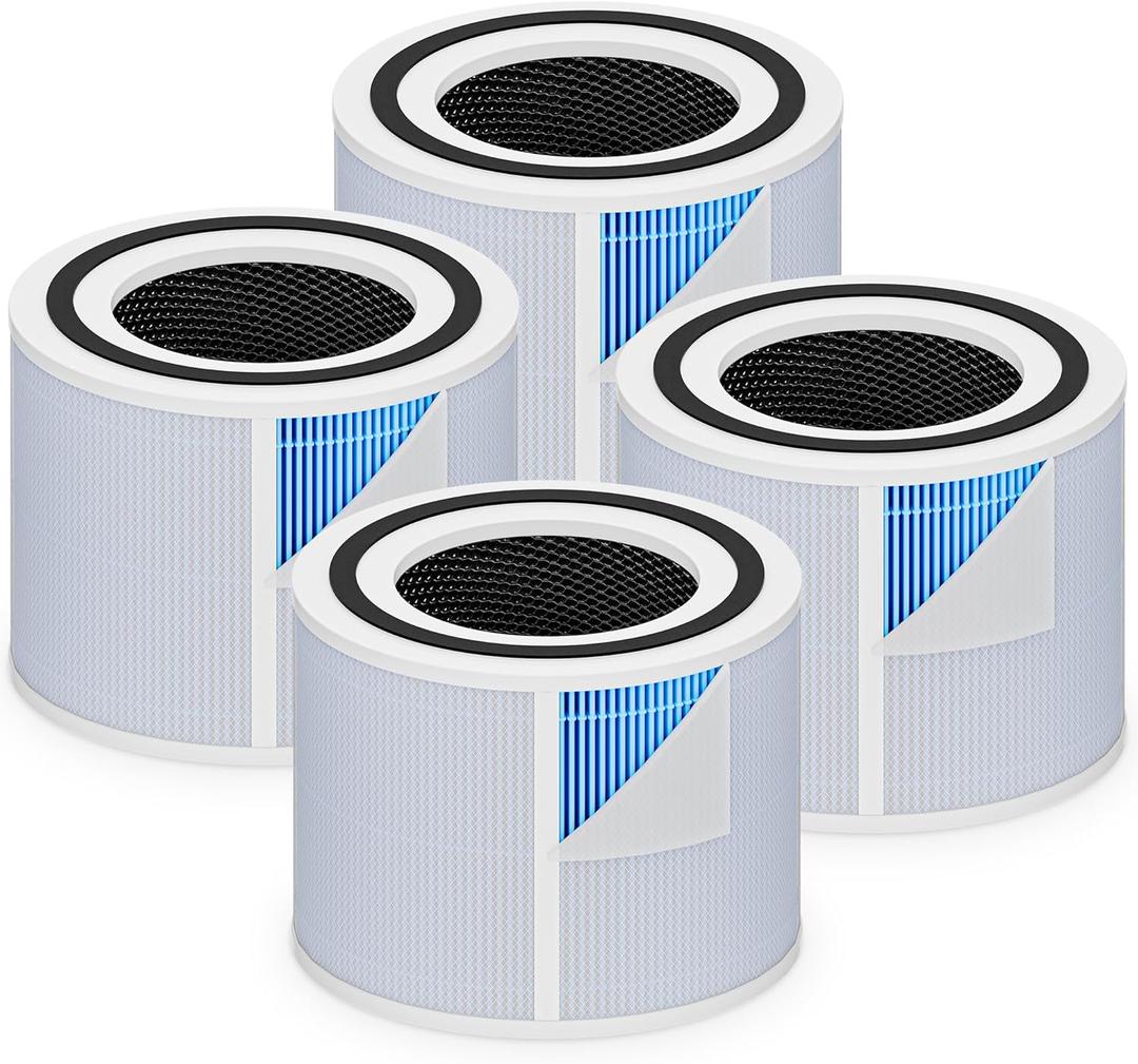 Core 300 Smoke Remover Replacement Filter for LEVOIT Core 300 Core 300-P Core 300S Core 300S-P Air Purifier, 4-in-1 High Efficiency Activated Carbon, Compared to Part # Core 300-RF-SR, 4 Pack, Blue