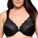 Glamorise Women's Wonderwire Front-closure Bra Underwire #1245 (42DD, Black)