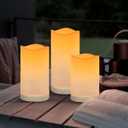 SUNNYPARK Solar Candles Outdoor Waterproof, Solar Powered Assorted Flameless Pillar Candles for Patio Lanterns 3x 4/5/6 Set of 3