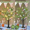 EAMBRITE Easter Decorations Easter Tree with Eggs, 2Ft Tabletop Tree with 24 LED Lights, Lighted Artificial Tree Battery/USB Operated Light up Easter Egg Tree for Spring Home Decor (2 Pack)