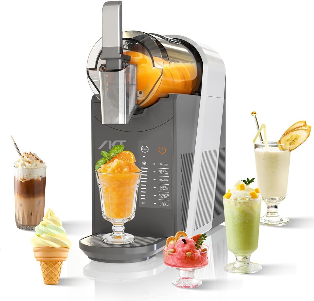 IKT Slushie Machine 6 Preset Programs Self Clean for Home 50 oz Frozen Drink Maker with Rapid Cooling with RapidChill Technology, 5 Preset Programs, No Ice Needed,Silver