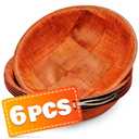 6Pcs Wooden Salad Bowl Set - 8 Inch Decorative Large Serving Bowls for Kitchen, Entertaining, Lunch - Small Snack, Soup, Fruit Bowls for Counter
