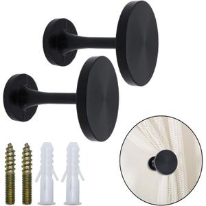 Curtain Tiebacks 2 Pack Curtain Holdbacks Zinc Alloy Curtain Tiebacks Wall Mounted with Screws, Decorative Curtain Holders for Drapes Stylish Black Curtain Tieback Hooks for Home Office