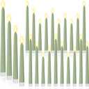 Rossesay 24 Pcs Flameless LED Taper Candles Battery Operated Candle 8.58'', 9.69'', 10.98'', 12.91'', 12.8'' Flameless Candlesticks Flickering for Halloween Christmas Church Wedding(J, Rat Tail Green)