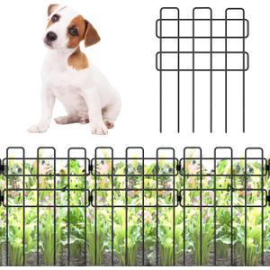ShopLaLa Garden Fence Animal Barrier (Total 10 ft), 10 Panels, 16.5 Inch, Small and Short White Decorative Outdoor Dog Fence, Metal Fencing Plant Protector Pet Rabbit Yard, No dig Wire Fences Border