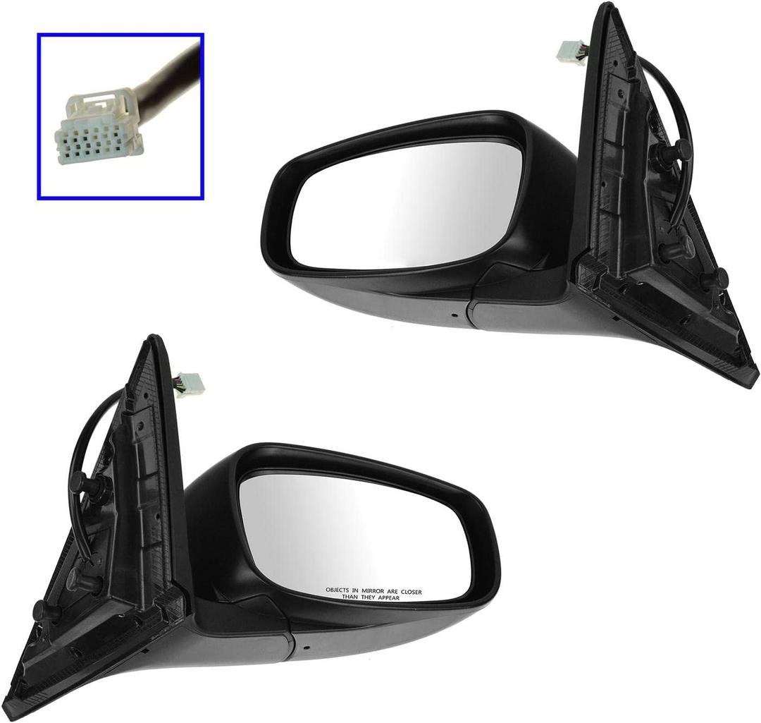 TRQ Driver & Passenger Side Mirror Set with Heat Compatible with 2008-2013 INFINITI G37 2014-2015 Q60 IN1320114 IN1321114