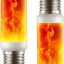 2-Pack LED Flame Light Bulbs with 4 Flickering Modes & Gravity Sensor, E26/E27 Base  Realistic Flickering Light Bulbs for Christmas, Halloween, Fireplace, and Party Decor  Warm Yellow