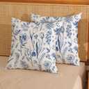 Spring Floral Pillow Cover 18x18 Pack of 2 Navy Blue Tulip Wildflower Leaf Throw Pillow Cover,Summer Holiday Decor Plant Pillowcase Rustic Decorative Cushion Case for Sofa Couch Outdoor Indoor