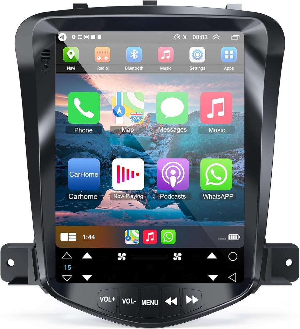 2+32G Android 12 Car Stereo for Chevrolet Chevy Cruze 2009-2014, 10.4 Inch IPS Touch Screen Car Radio Upgraded with Wireless Carplay/Android Auto,GPS, WiFi, Bluetooth,FM, Support OBD2/DVR/DPS