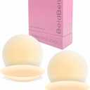 Reusable Silicone Nipple Covers 2 Pairs- Invisible Sticky Adhesive Pasties for Women - Waterproof, Seamless, and Skin-Friendly - Includes Travel Box Beige