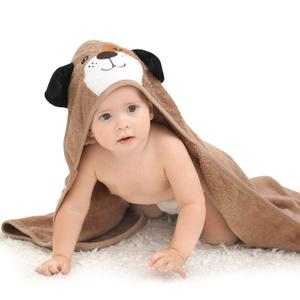 Touchat Hooded Baby Towels, Soft and Hypoallergenic Baby Bath Towels with Hood for Toddler Infant Newborn, Large and Absorbent Toddler Towels for Baby Boy Girl (Puppy, 35.1''x35.1'') (Dog)