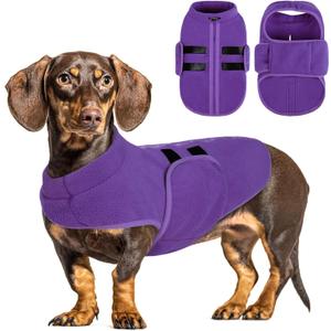 Queenmore Small Dog Sweaters, Soft Fleece Vest Pullover Dog Jacket with Leash Hole, Warm Winter Pet Clothes Cold Weather Doggy Dachshund Sweater for Medium Dogs Cats Boy or Girl (Lavender, S)