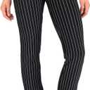 Yogipace, Belt Loops, Women's Petite/ Regular/ Tall Dress Pant Straight Leg Yoga Work Pants Slacks Back Pockets Office Commute Travel, 35", Black Pinstripe, Size XXL