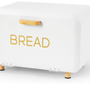 White Bread Box for Kitchen Countertop - Large Capacity Bread Storage Container Farmhouse Bread Box - Stylish Metal Bread Keeper