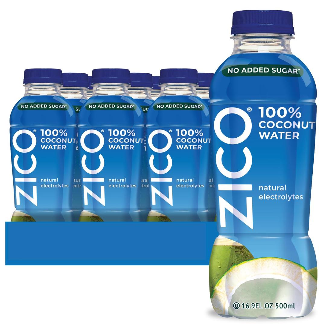 Zico 100% Coconut Water, NO added Sugar, Refreshingly Delicious, Hydration with Electrolytes, 16.9 Fl Oz (Pack of 12) (EXP 04/01/26)